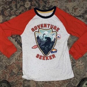 365 Kids Dinosaur Adventure Seeker Raglan Tee Size 10 Long Sleeve Graphic